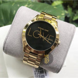 Michael Kors Slim Runway Black Dial Gold Steel Strap Watch for Women - MK3803 Authentic Buy Shop Now