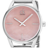 Calvin Klein Stately Pink Mother of Pearl Dial Silver Steel Strap Watch for Women - K3G2312E Authentic Buy Shop Now