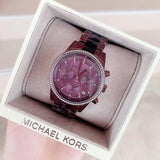 Michael Kors Ritz Chronograph Purple Dial Purple Steel Strap Watch For Women - MK6720 Authentic Buy Shop Now