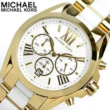 Michael Kors Bradshaw Chronograph White Dial Two Tone Steel Strap Watch For Women - MK5743 Authentic Buy Shop Now