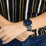 Michael Kors Slim Runway Blue Dial Grey Steel Strap Watch For Men - MK8584 Authentic Buy Shop Now