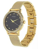 Guess Chelsea Crystals Black Dial Gold Mesh Bracelet Watch For Women - W0647L8 Authentic Buy Shop Now
