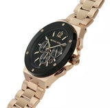 Michael Kors Lennox Chronograph Black Dial Rose Gold Steel Strap Watch For Men - MK8940 Authentic Buy Shop Now