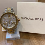 Michael Kors Wren Chronograph Crystals Silver Two Tone Steel Strap Watch for Women - MK6953 Authentic Buy Shop Now