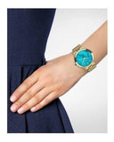 Michael Kors Slim Runway Blue Mother of Pearl Dial Gold Steel Strap Watch for Women - MK3492 Authentic Buy Shop Now