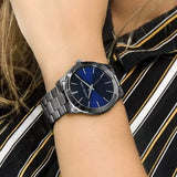 Michael Kors Slim Runway Blue Dial Grey Steel Strap Watch For Men - MK8584 Authentic Buy Shop Now