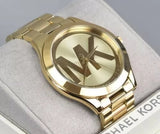 Michael Kors Slim Runway Analog Gold Dial Gold Steel Strap Watch For Women - MK3739 Authentic Buy Shop Now