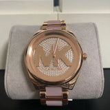 Michael Kors Janelle Three Hand Rose Gold Dial Two Tone Steel Strap Watch For Women - MK7089 Authentic Buy Shop Now