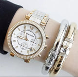 Michael Kors Parker Chronograph Silver Dial Two Tone Steel Strap Watch For Women - MK5687 Authentic Buy Shop Now