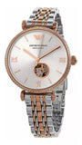 Emporio Armani Gianni T-Bar Analog White Dial Two Tone Steel Strap Watch For Women - AR60019 Authentic Buy Shop Now