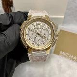 Michael Kors Sydney Quartz White Dial White Leather Strap Watch For Women - MK7221 Authentic Buy Shop Now