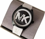 Michael Kors Janelle Three Hand Black Dial White Rubber Strap Watch For Women - MK7137 Authentic Buy Shop Now