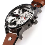 Diesel Mr. Daddy 2.0 Chronograph Silver Dial Brown Leather Strap Watch For Men - DZ7394 Authentic Buy Shop Now