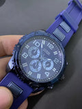 Guess Velocity Chronograph Blue Dial Blue Rubber Steel Strap Watch for Men - W0599G4 Authentic Buy Shop Now