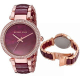 Michael Kors Parker Maroon Dial Two Tone Steel Strap Watch for Women - MK6412 Authentic Buy Shop Now