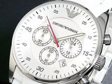 Emporio Armani Sport Chronograph White Dial White Silicone Strap Watch For Men - AR5859 Authentic Buy Shop Now