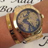 Michael Kors Layton Pave Blue Dial Gold Steel Strap Watch for Women - MK6243 Authentic Buy Shop Now