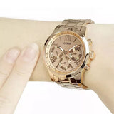 Guess Sunrise Quartz Rose Gold Dial Rose Gold Steel Strap Watch For Women - W0330L2 Authentic Buy Shop Now