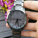 Armani Exchange Hampton Chronograph Grey Dial Grey Steel Strap Watch For Men - AX2135 Authentic Buy Shop Now