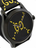 Gucci G Timeless Ghost Black Dial Black Leather Strap Watch For Men - YA1264019 Authentic Buy Shop Now