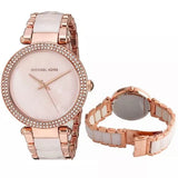 Michael Kors Parker Mother of Pearl Pink Dial Two Tone Steel Strap Watch for Women - MK6402 Authentic Buy Shop Now