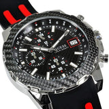 Guess Octane Chronograph Black Dial Two Tone Silicone Strap Watch For Men - W1047G1 Authentic Buy Shop Now