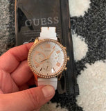 Guess Solar White Dial White Rubber Strap Watch For Women - W1135L1 Authentic Buy Shop Now
