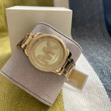 Michael Kors Tibby Three Hand Gold Dial Gold Steel Strap Watch For Women - MK6879 Authentic Buy Shop Now