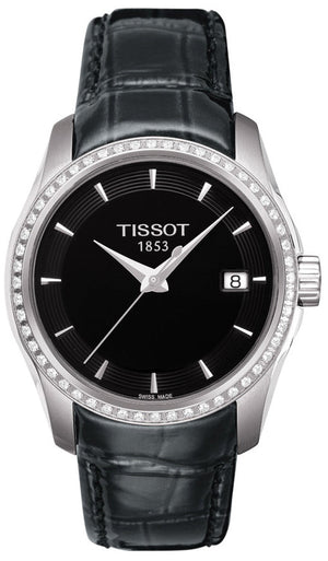 Tissot T Trend Couturier Diamonds Black Dial Black Leather Strap Watch for Women - T035.210.66.051.00 Authentic Buy Shop Now