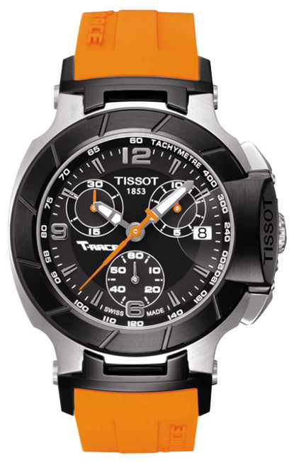 Tissot T Race Chronograph Black Dial Orange Rubber Strap Watch for Women - T048.217.27.057.00 Authentic Buy Shop Now
