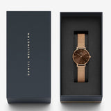 Daniel Wellington Petite Amber Brown Dial Rose Gold Mesh Strap Watch for Women - DW00100478 Authentic Buy Shop Now