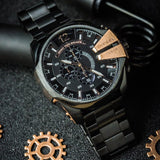 Diesel Mega Chief Chronograph Black Dial Black Steel Strap Watch For Men - DZ4309 Authentic Buy Shop Now
