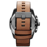 Diesel Mr. Daddy 2.0 Chronograph Silver Dial Brown Leather Strap Watch For Men - DZ7394 Authentic Buy Shop Now