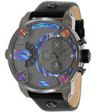 Diesel Badass Chronograph Anthracite Dial Black Leather Strap Watch For Men - DZ7270 Authentic Buy Shop Now