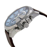 Diesel Mega Chief Chronograph Blue Dial Brown Leather Strap Watch For Men - DZ4281 Authentic Buy Shop Now