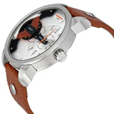 Diesel Mini Daddy Silver Dial Brown Leather Strap Watch For Men - DZ7309 Authentic Buy Shop Now