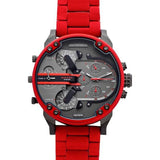 Diesel Mr Daddy 2.0 Chronograph Black Dial Red Silicone Strap Watch For Men - DZ7370 Authentic Buy Shop Now