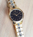 Michael Kors Runway Mercer Quartz Black Dial Two Tone Steel Strap Watch For Women - MK6672 Authentic Buy Shop Now