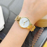 Calvin Klein Snake Silver Dial Yellow Gold Steel Strap Watch For Women - K6E23546 Authentic Buy Shop Now