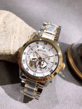 Bulova BVA Skeleton Silver Dial Two Tone Steel Strap Watch for Men - 98A230 Authentic Buy Shop Now