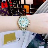 Michael Kors Mini Pilot Quartz Gold Dial Gold Steel Strap Watch For Women - MK7366 Authentic Buy Shop Now