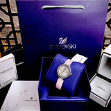 Swarovski Lovely Crystals Silver Dial Pink Leather Strap Watch for Women - 5261493 Authentic Buy Shop Now