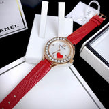 Swarovski Lovely Crystals Analog White Dial Red Leather Strap Watch for Women - 5297584 Authentic Buy Shop Now