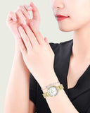 Swarovski Lovely Crystals White Dial Gold Steel Strap Watch for Women - 5242895 Authentic Buy Shop Now