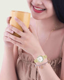 Swarovski Lovely Crystals White Dial Gold Steel Strap Watch for Women - 5242895 Authentic Buy Shop Now