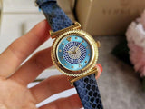 Versace V-Motif Vintage Logo Diamonds Blue Dial Blue Leather Strap Watch for Women - VERE01018 Authentic Buy Shop Now