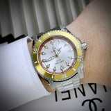 Gucci Dive Automatic 18K Gold Silver Dial Silver Steel Strap Watch for Men - YA136357 Authentic Buy Shop Now