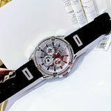 Guess King Quartz Crystals Silver Dial Black Silicone Strap Watch For Men - GW0537G1 Authentic Buy Shop Now