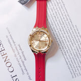 Guess Cosmo Diamonds Gold Dial Red Rubber Strap Watch for Women - GW0034L6 Authentic Buy Shop Now