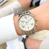 Michael Kors Lexington Silver Dial Two Tone Steel Strap Watch for Women - MK5955 Authentic Buy Shop Now